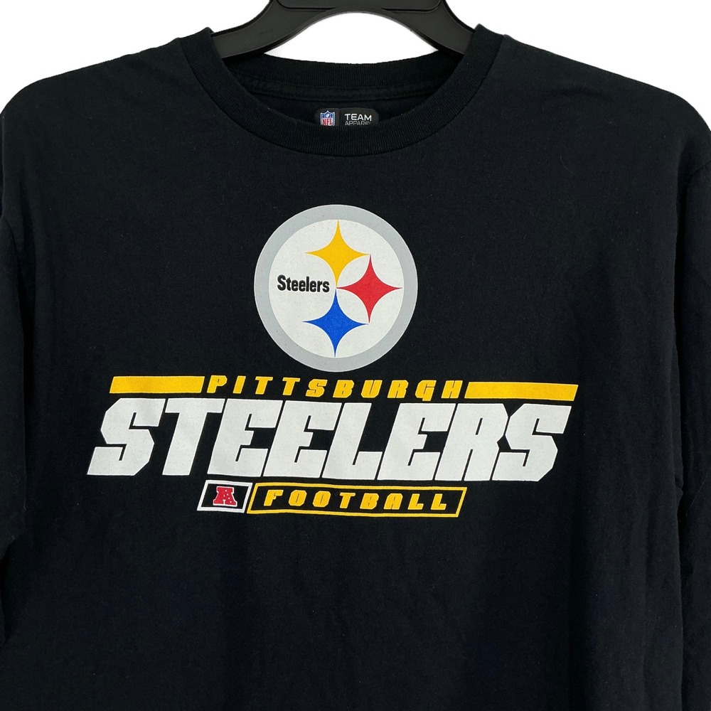 NFL Team Apparel Pittsburg Steelers Football Mens Large‎ Black LS T-Shirt